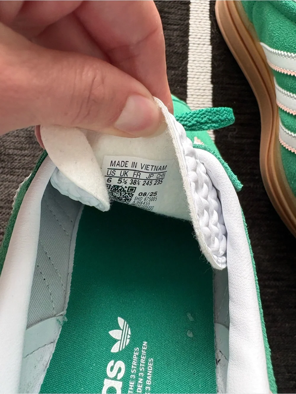 adidas Kids Samba Suede Sneakers in Teal with White and pink Stripes